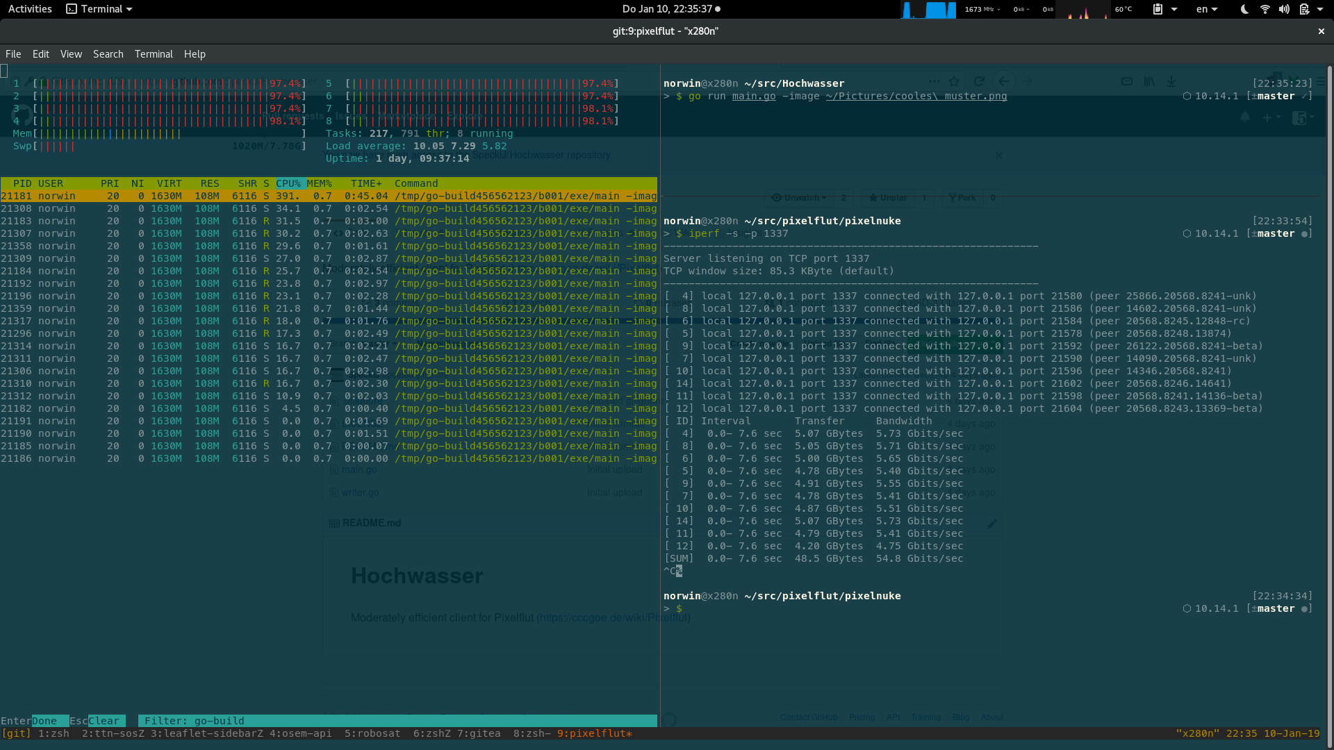 screenshot: 55 Gbps of hochwasser